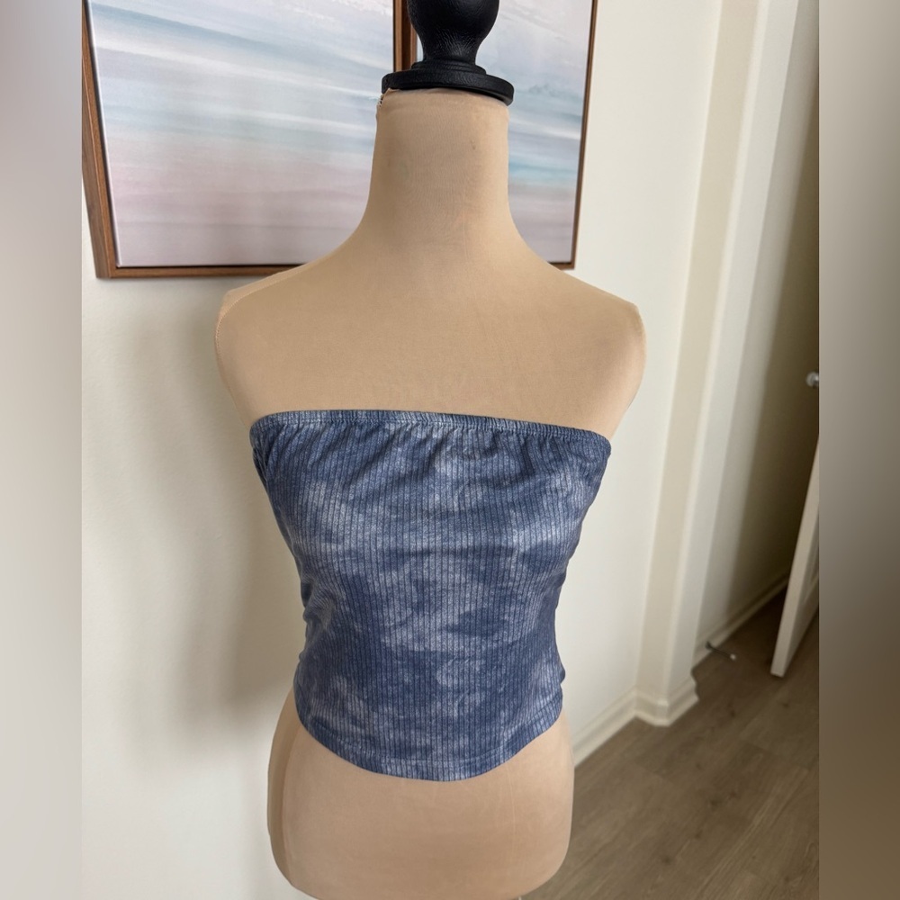 SHEIN Blue blue Ribbed Fitted Top